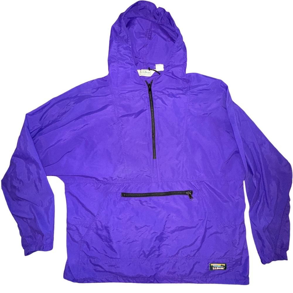 Vintage LL Bean Anorak Windbreaker Jacket Purple Womens Medium Made in USA 90s